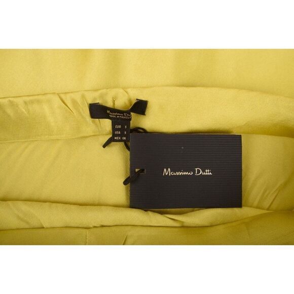 Massimo Dutti Womens Long Maxi Satin Skirt S Small Yellow 5288/836 NWT - Picture 7 of 7